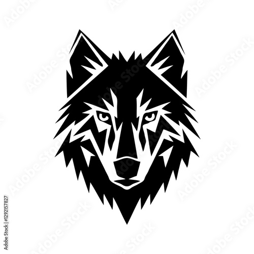 "The Geometric Wolf: A Tribal Portrait of Power" is a striking black-and-white illustration that combines the boldness of geometric design with the primal energy of the wolf. This stylized wolf head, 