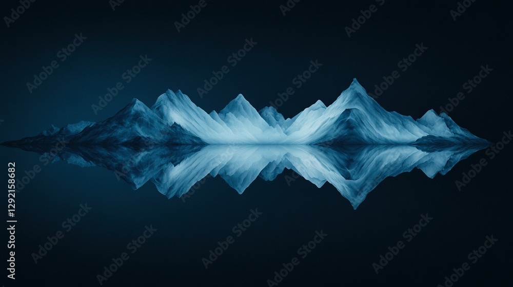 Fototapeta premium Reflection of a mountain on water's surface and below
