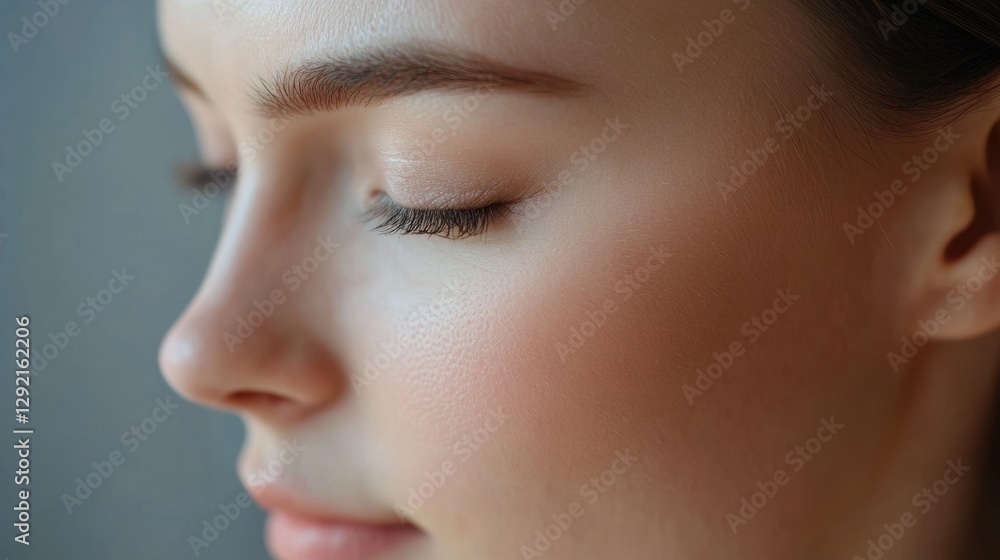 Close up of a womans face showcasing a medical beauty treatment and contrasting skin textures. Generative AI Close up of a womans face showcasing a medical beauty treatment and contrasting skin textures. Generative AI