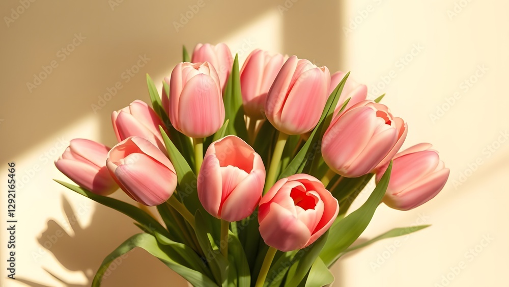 Obraz premium Elegant Tulip Bouquet in Soft Daylight Gold and Cream Luxury Tones