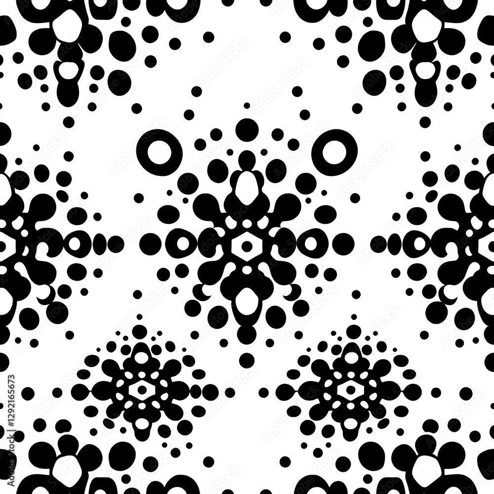 Geometric Symphony: An eye-catching seamless pattern of black and white circles, creating a mesmerizing interplay of shapes, the bold graphic offers a modern design. Geometric Symphony: An eye-catching seamless pattern of black and white circles, creating a mesmerizing interplay of shapes, the bold graphic offers a modern design.
