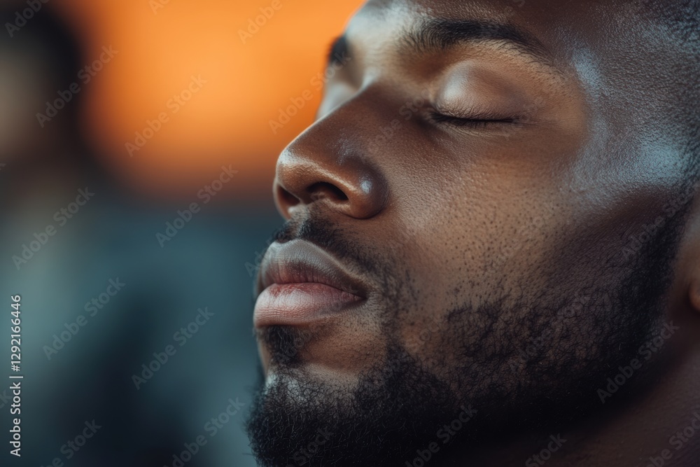 Obraz premium An athlete with his eyes closed - concentration before an important approach. 