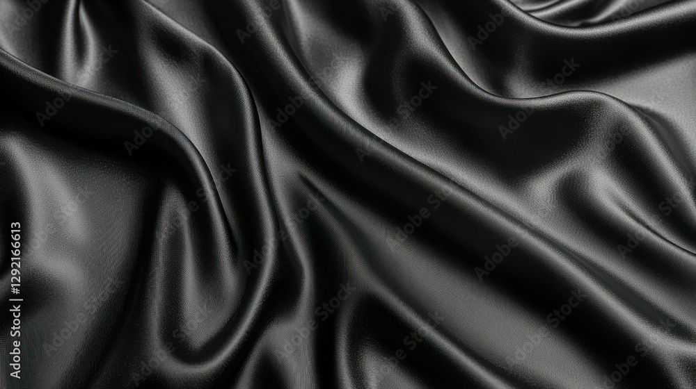Black satin fabric draped, studio shot, elegant texture Black satin fabric draped, studio shot, elegant texture