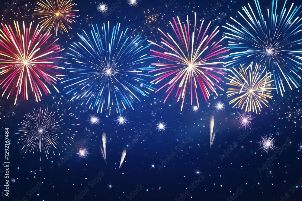 Fototapeta premium Colorful fireworks exploding in the night sky creating a festive atmosphere