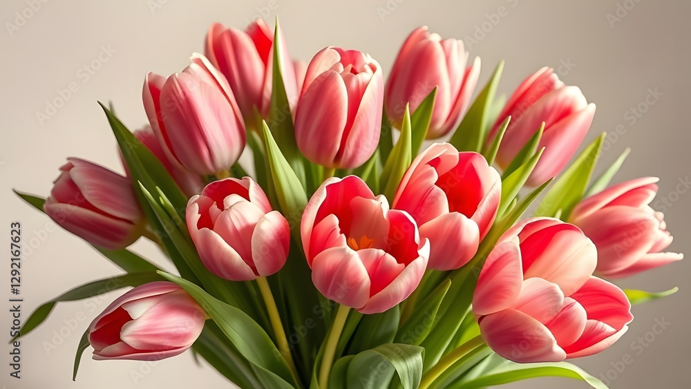 Fototapeta premium Serene Beauty Hyper-Realistic Tulip Bouquet in Soft Daylight