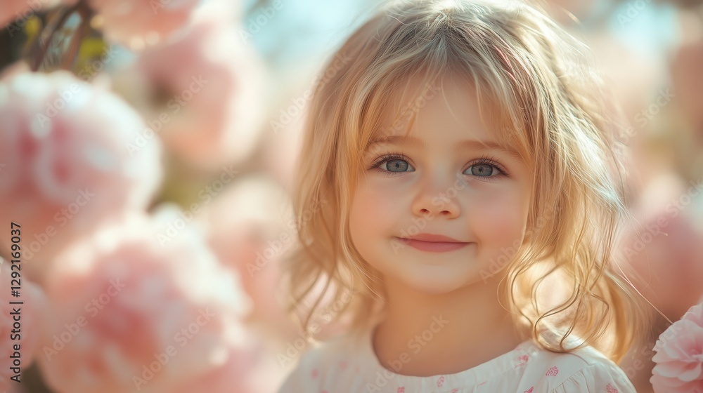 Little girl celebrates happy birthday party with rose exterior. Little girl celebrates happy birthday party with rose exterior.