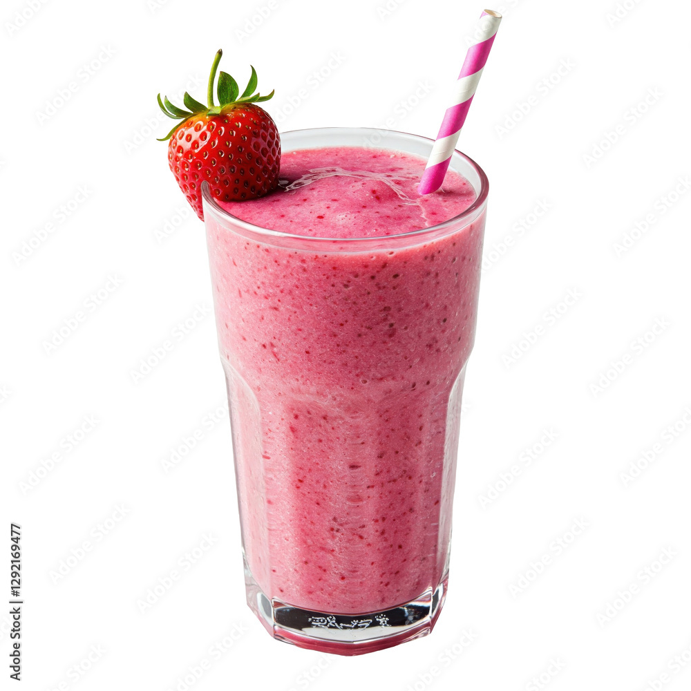 Rich and Creamy Berry Smoothie with a Fresh Strawberry on the Rim, Isolated on Transparent Background Rich and Creamy Berry Smoothie with a Fresh Strawberry on the Rim, Isolated on Transparent Background