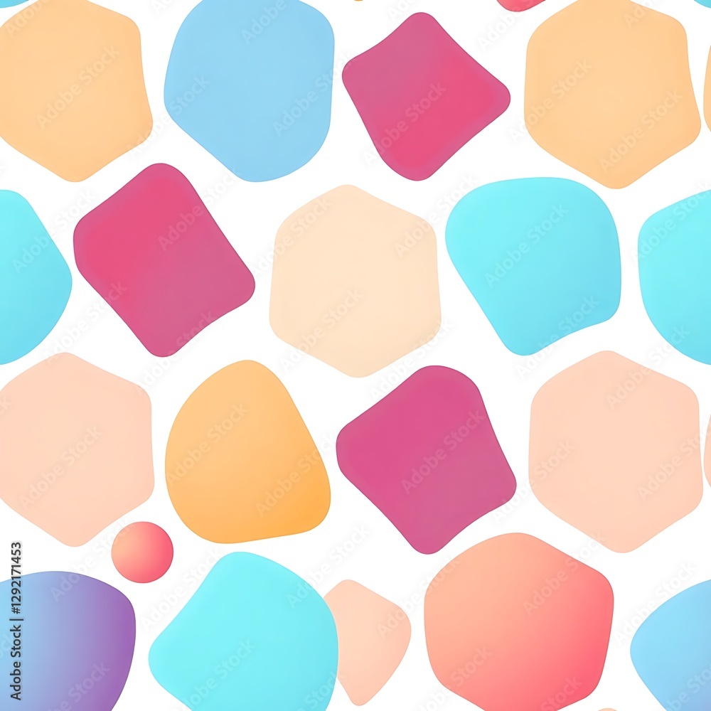 Seamless Abstract Forms: A playful and vibrant seamless pattern featuring colorful, irregular geometric shapes, creating a dynamic and modern design. Seamless Abstract Forms: A playful and vibrant seamless pattern featuring colorful, irregular geometric shapes, creating a dynamic and modern design.