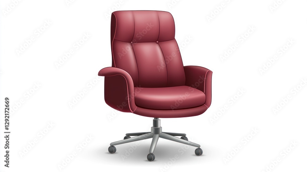 Red office chair, realistic 3D render, home office, furniture, commercial use Red office chair, realistic 3D render, home office, furniture, commercial use
