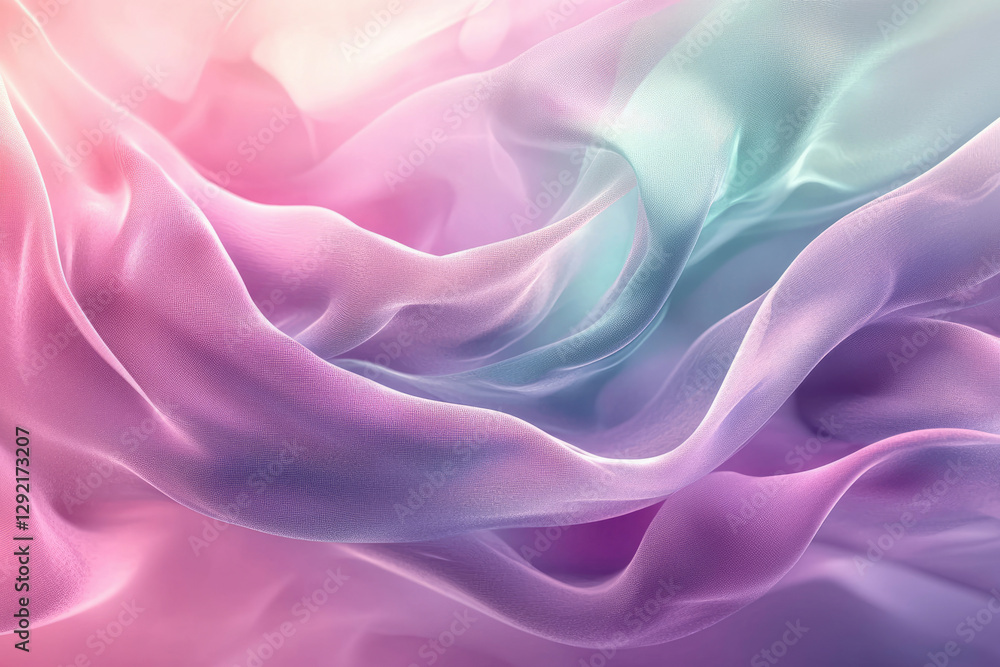Pastel-colored fabric flows in soft, elegant waves, creating a dreamy, ethereal texture. Pastel-colored fabric flows in soft, elegant waves, creating a dreamy, ethereal texture.