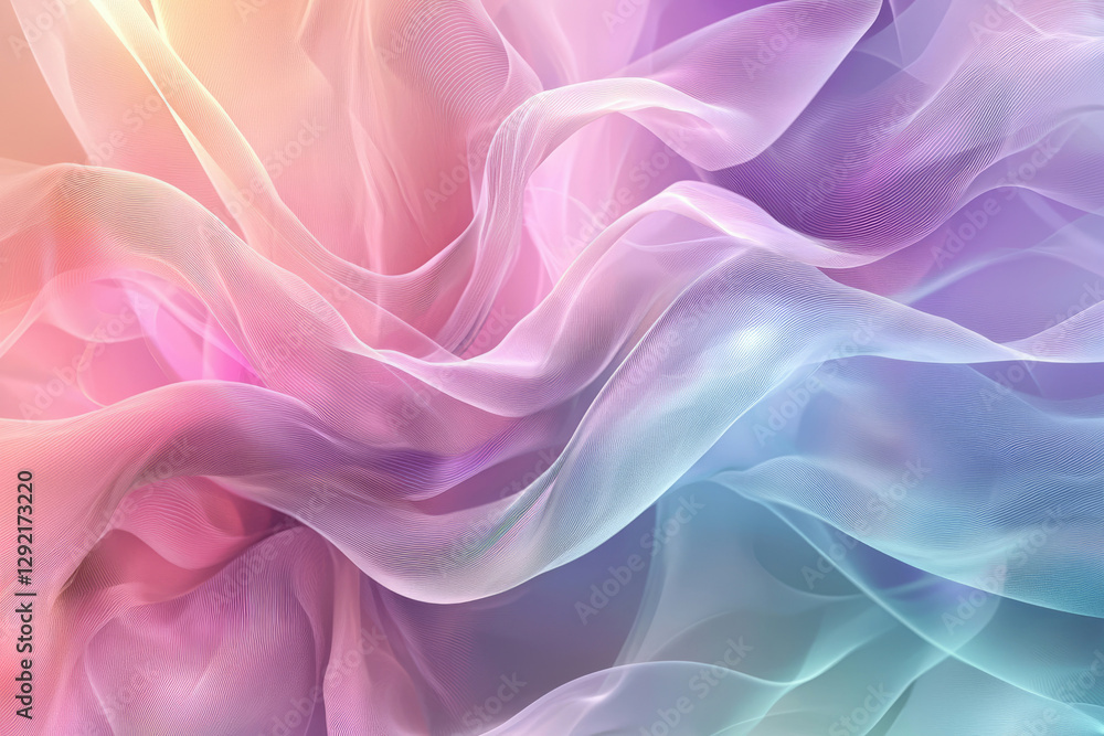 Obraz premium Abstract pastel fabric texture, flowing and translucent with soft, dreamy colors.