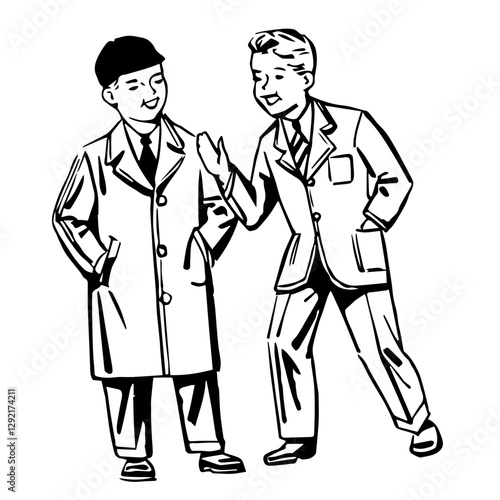 Businessmen Boys, Retro Vector Illustration