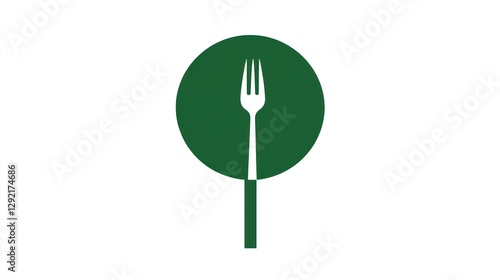 Green Fork Logo, Simple Icon, Food Symbol, Restaurant Branding photo