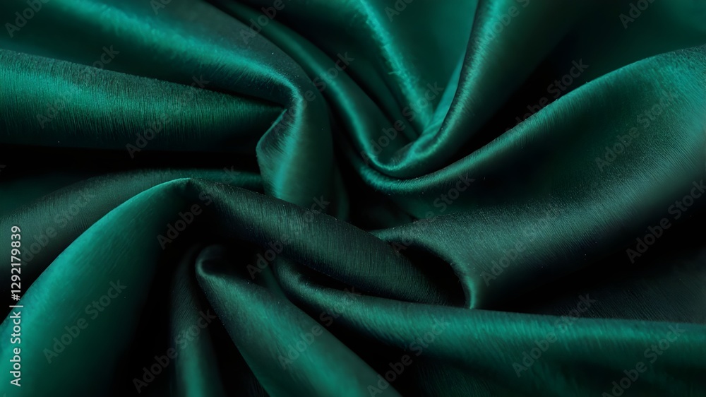 Obraz premium Texture of green silk fabric. Beautiful emerald green soft silk fabric