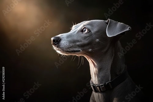 Wallpaper Mural Italian greyhound dog looking up with hope in dark background Torontodigital.ca