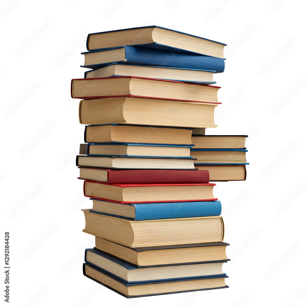A stack of hardcover books on a transparent background. A stack of hardcover books on a transparent background.