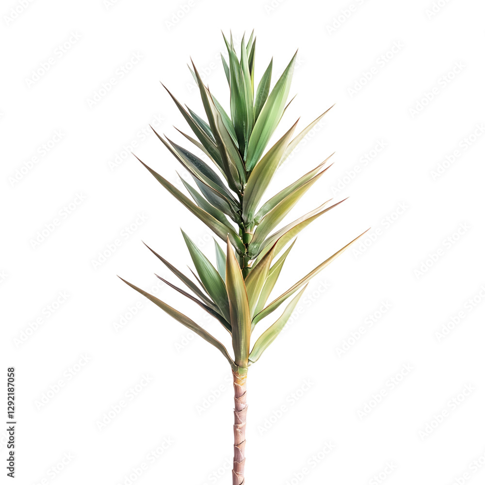 Tall Slender Yucca Plant with Spiky Leaves Isolated on Transparent Background Tall Slender Yucca Plant with Spiky Leaves Isolated on Transparent Background