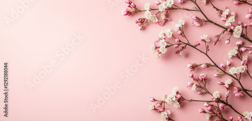 Wallpaper Mural Delicate cherry blossom branches set against a soft pink background Torontodigital.ca