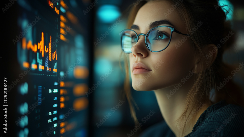 Financial Analyst Intently Reviewing Stock Market Data Financial Analyst Intently Reviewing Stock Market Data