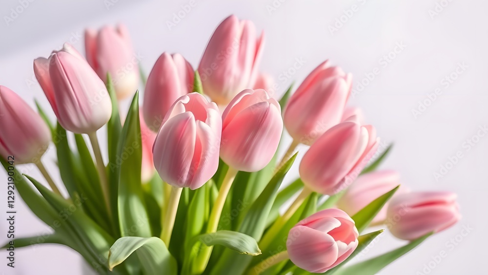 Soft Daylight Blooms Fresh Tulip Bouquet on Lavender Canvas Soft Daylight Blooms Fresh Tulip Bouquet on Lavender Canvas