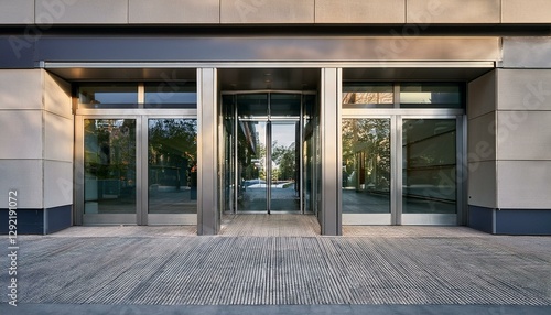 Wallpaper Mural a narrow recessed storefront entrance with a modern clean design featuring full length glass doors and windows Torontodigital.ca