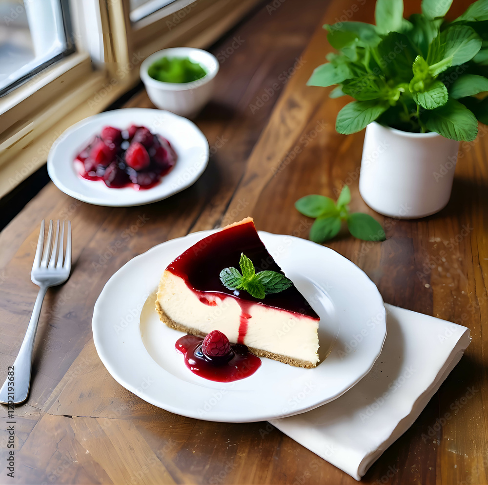 Cheesecake and red berry jam Cheesecake and red berry jam