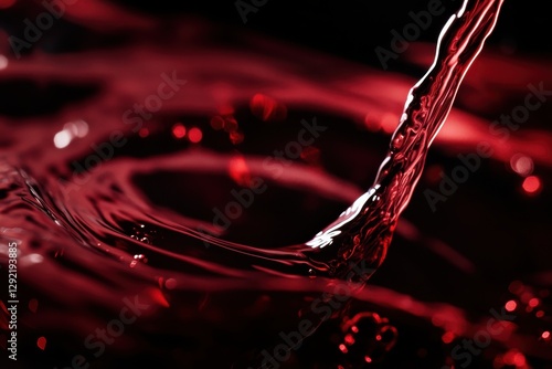 Red wine splashing and creating waves on dark background