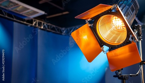 professional orange studio spotlight in a tv studio