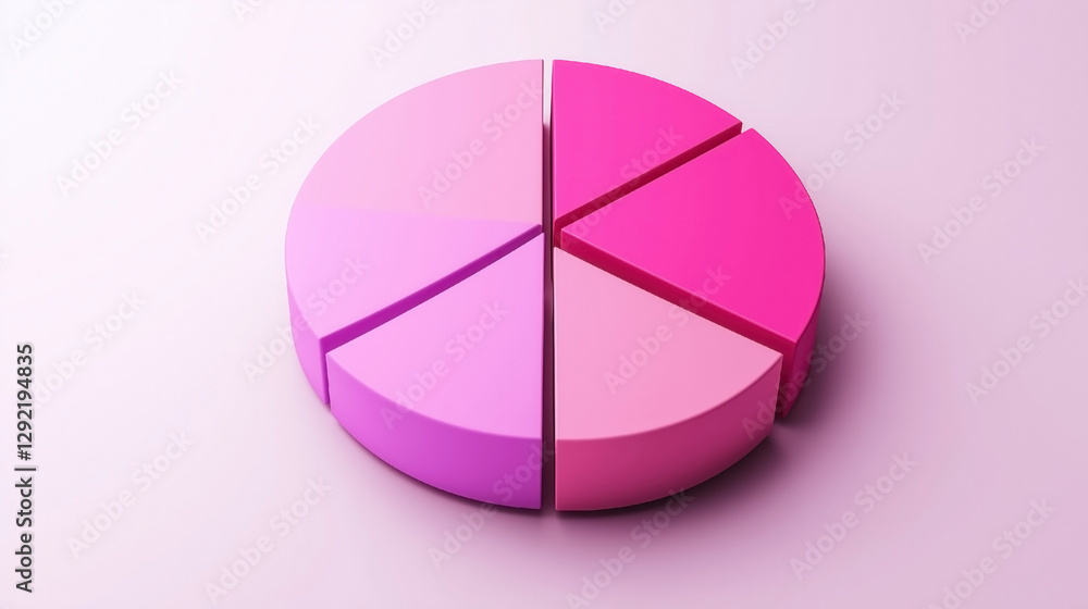 Obraz premium Stylized pink pie chart representing data visualization and analysis.