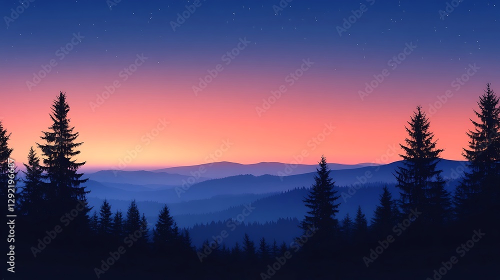Fototapeta premium Full moon rising over landscape with silhouetted trees high resolution picture