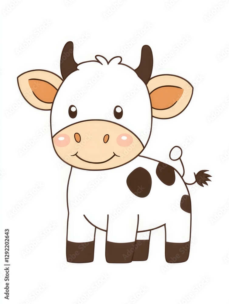This cute cartoon cow is designed with large, expressive eyes and a joyful expression, making it a charming addition to children's illustrations or animal-themed decor. This cute cartoon cow is designed with large, expressive eyes and a joyful expression, making it a charming addition to children's illustrations or animal-themed decor.