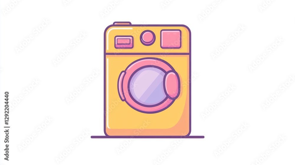 Colorful cartoon illustration of a washing machine Colorful cartoon illustration of a washing machine