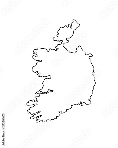 Ireland country map simple hand drawn outline vector illustration, Republic of Ireland blank template for design, educational purposes