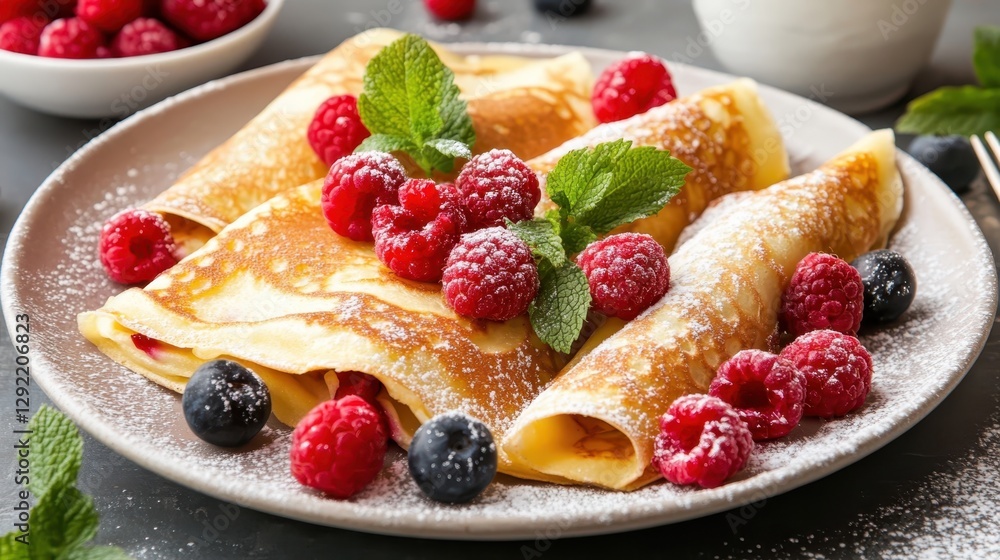 Homemade crepes with berries Homemade crepes with berries