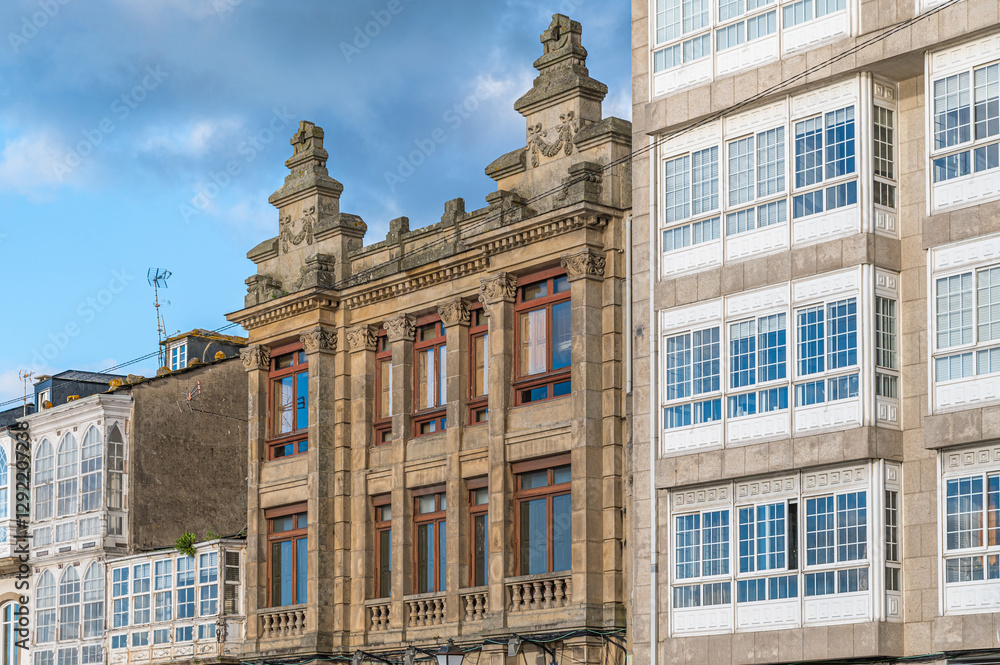 Obraz premium Architecture in the old town of Viveiro, Galicia, Spain