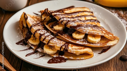 Crepes stuffed with chocolate spread and banana