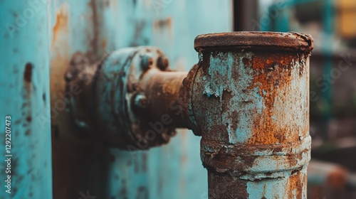 Close-up of rusty metal with peeling paint 