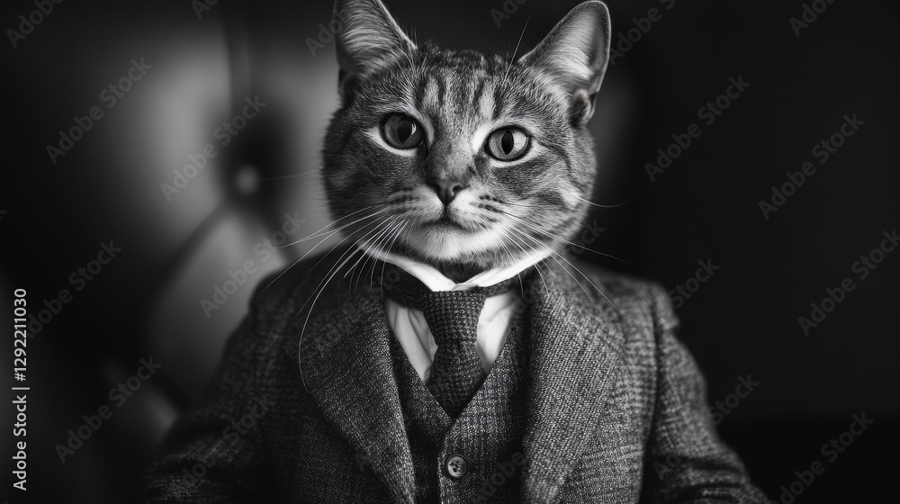 Cat in suit: elegant feline in formal attire with charismatic expression Cat in suit: elegant feline in formal attire with charismatic expression