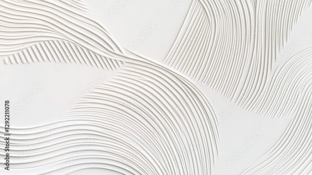Naklejka premium White curvy stripes forming an abstract relief pattern, perfect for backgrounds and modern designs, adding a touch of elegance and sophistication