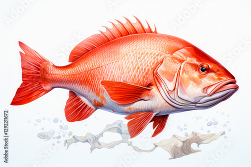 Bright red fish swimming gracefully in a clear aquatic environment