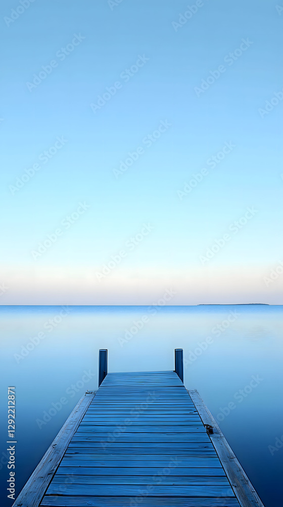 Obraz premium Tranquil Pier Extending into Serene Blue Waters