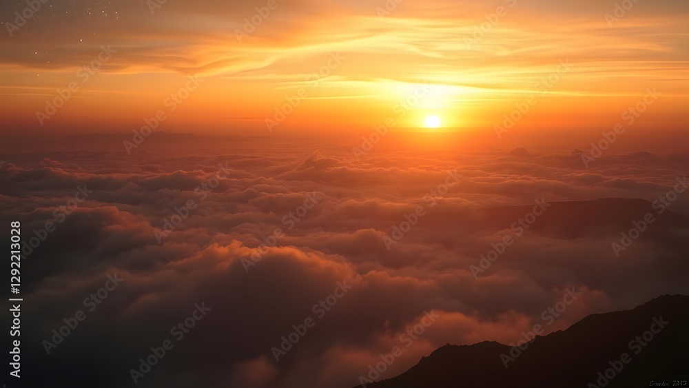 Obraz premium Surreal Celestial Horizon Glowing Panorama in Interstellar Sky