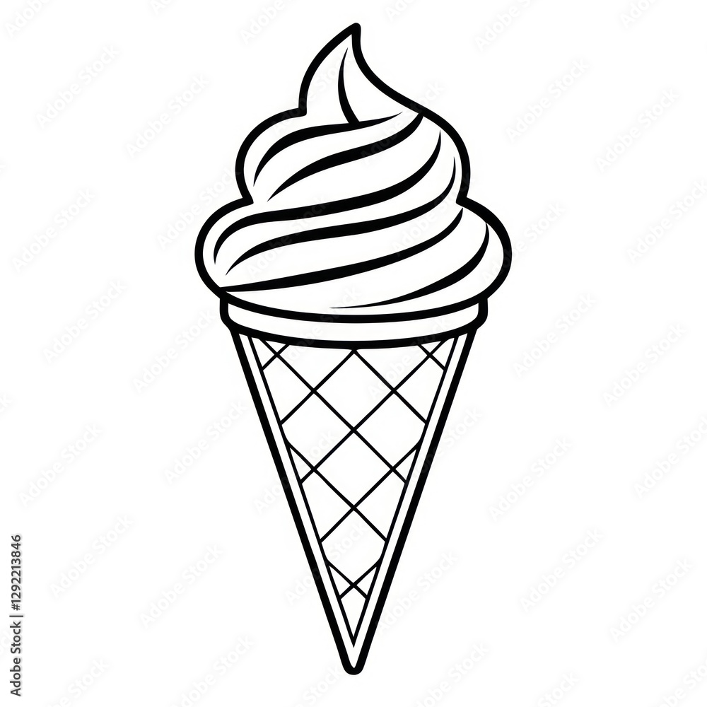 an ice cream cone in a simple, artistic black and white design an ice cream cone in a simple, artistic black and white design