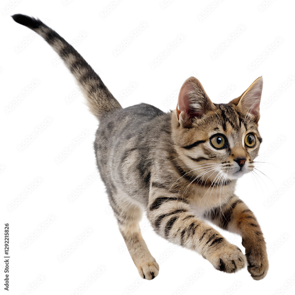Tabby Cat Jumping on Transparent Background Tabby Cat Jumping on Transparent Background