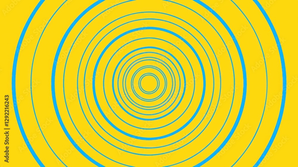 abstract concentric blue lines on a vibrant yellow background. The design creates a visual effect abstract concentric blue lines on a vibrant yellow background. The design creates a visual effect