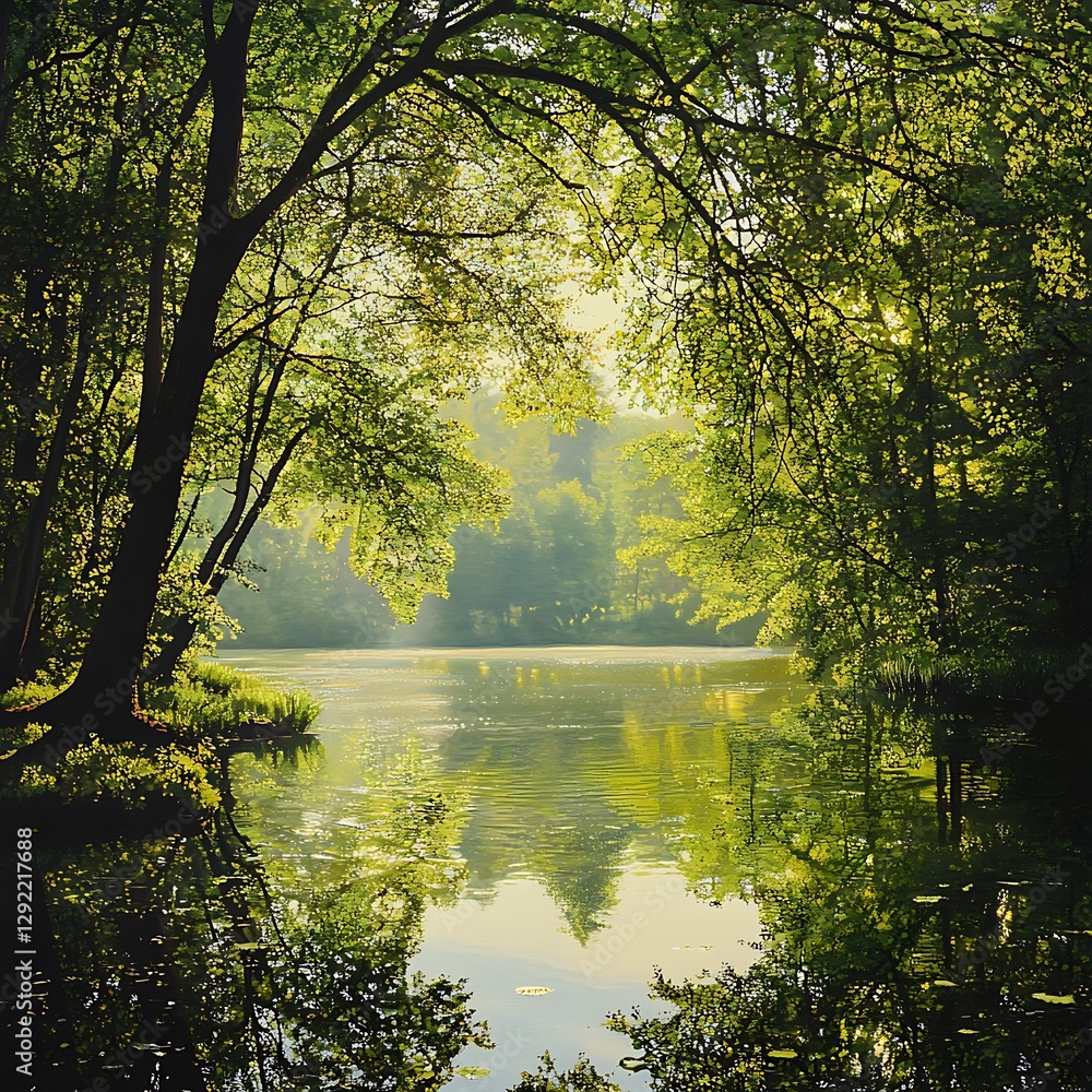 Obraz premium Serene natural view of water and green plants high resolution picture