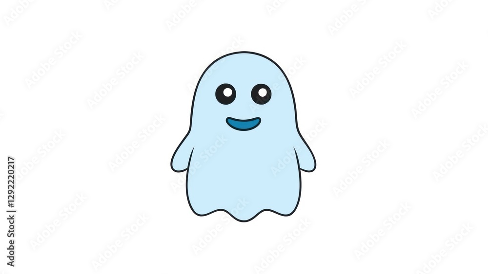 Obraz premium Cute Light Blue Ghost Cartoon Character