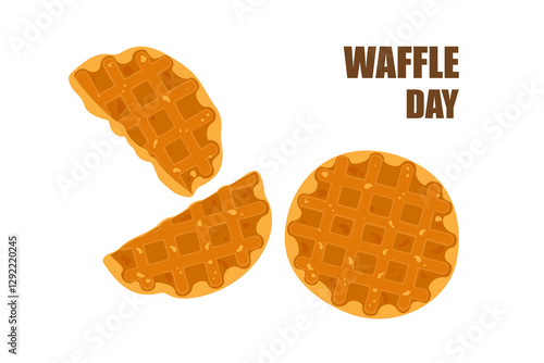 Food vector illustration. Bakery. Crispy waffles, handmade bread. Cooking. Sweet products. Sweet products. Food menu. Blank isolated on white background. For posters, signs, cards, and advertisements
