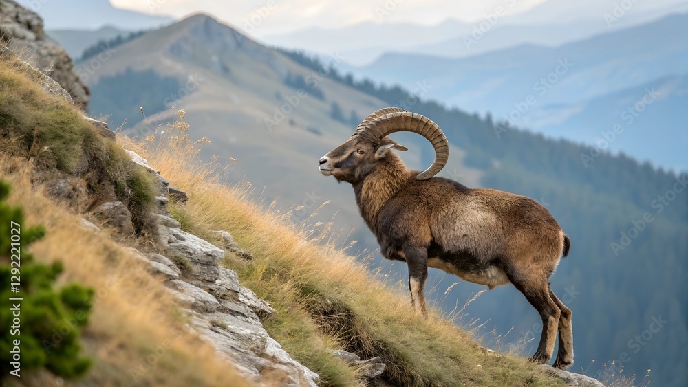Majestic mouflon in alpine landscape Wildlife Photography Majestic mouflon in alpine landscape Wildlife Photography
