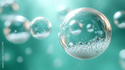 Wallpaper Mural 3D Translucent Bubbles on Pastel Green – Modern Airy Render Torontodigital.ca